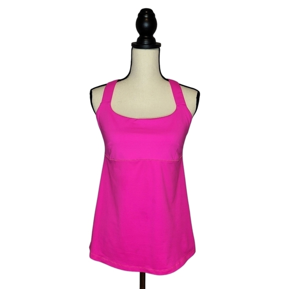 lululemon athletica Tops - Lululemon Track and Train Tank Raspberry Glo Light crossback straps top size 10
